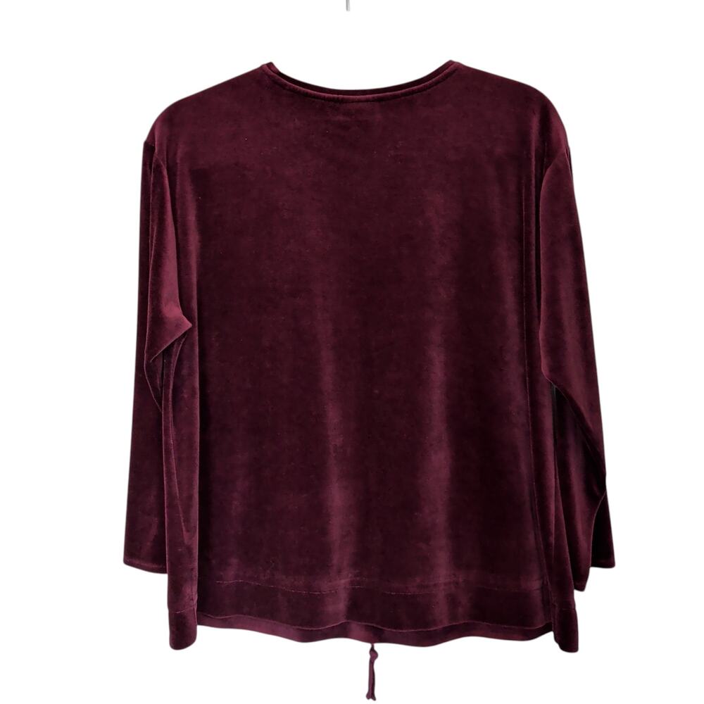 J.Jill Pure Jill Plus Sz 3X Maroon Velvet Pullover Sweatshirt Pima Cotton Modal - Picture 3 of 5